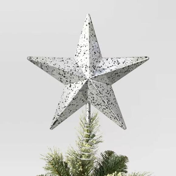 Lit Faux Mercury Glass Star Christmas Tree Topper Silver 10" Holiday Light Up - Picture 2 of 9